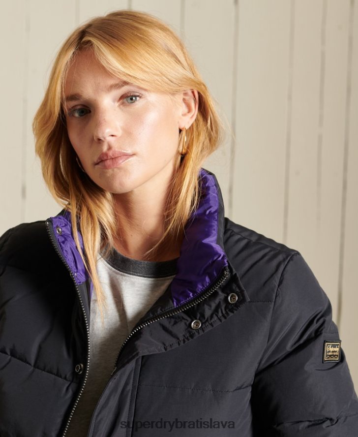 Superdry ženy source retro puffer bunda 6B4ZTR5625 oblečenie tmavošedý