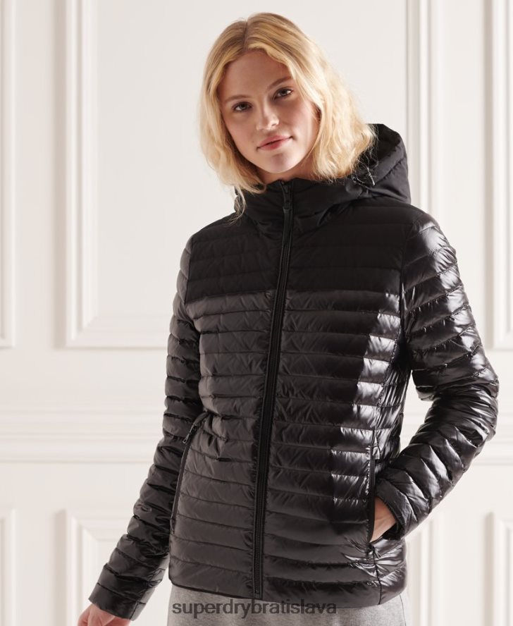 Superdry ženy spodná bunda studios s kontrastným jadrom 6B4ZTR5710 oblečenie čierna