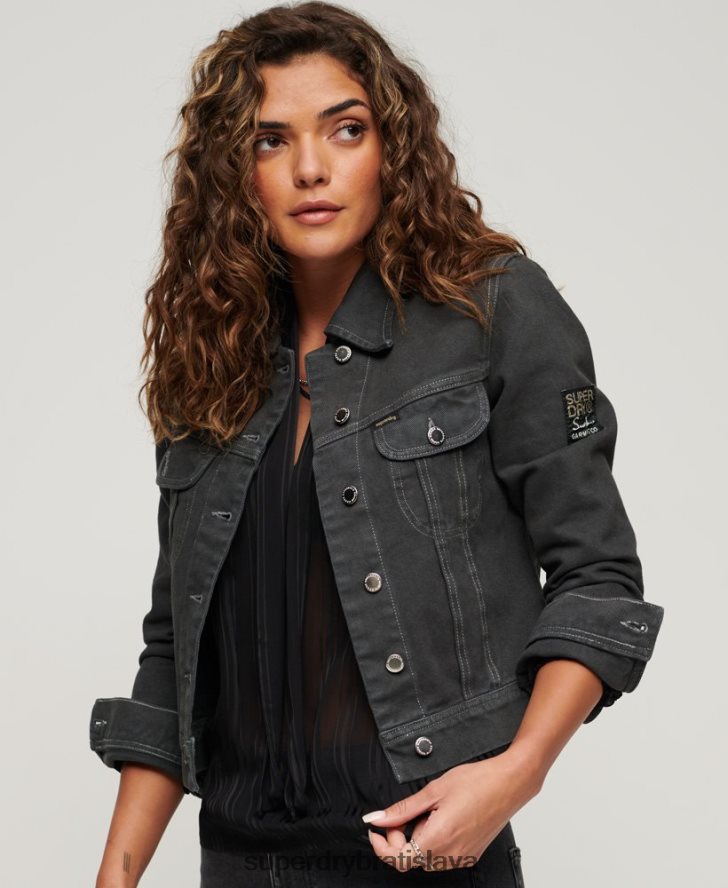 Superdry ženy st tropez workwear crop jacket 6B4ZTR2004 oblečenie tmavošedý
