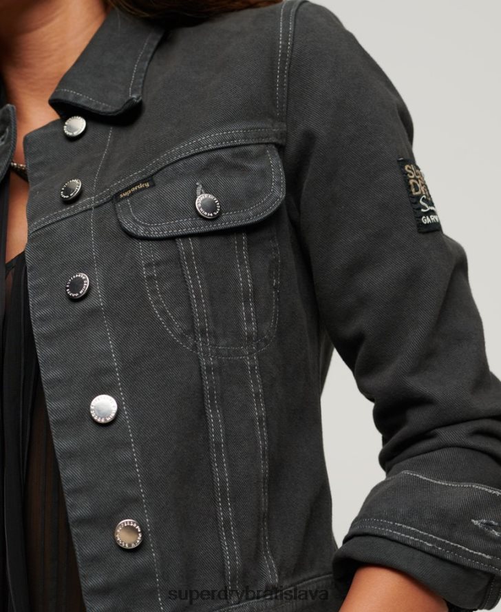 Superdry ženy st tropez workwear crop jacket 6B4ZTR2004 oblečenie tmavošedý