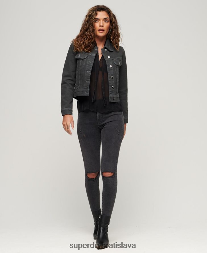 Superdry ženy st tropez workwear crop jacket 6B4ZTR2004 oblečenie tmavošedý