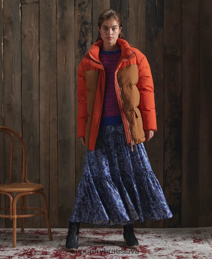 Superdry ženy suchá páperová bunda z limitovanej edície 6B4ZTR5695 oblečenie oranžová