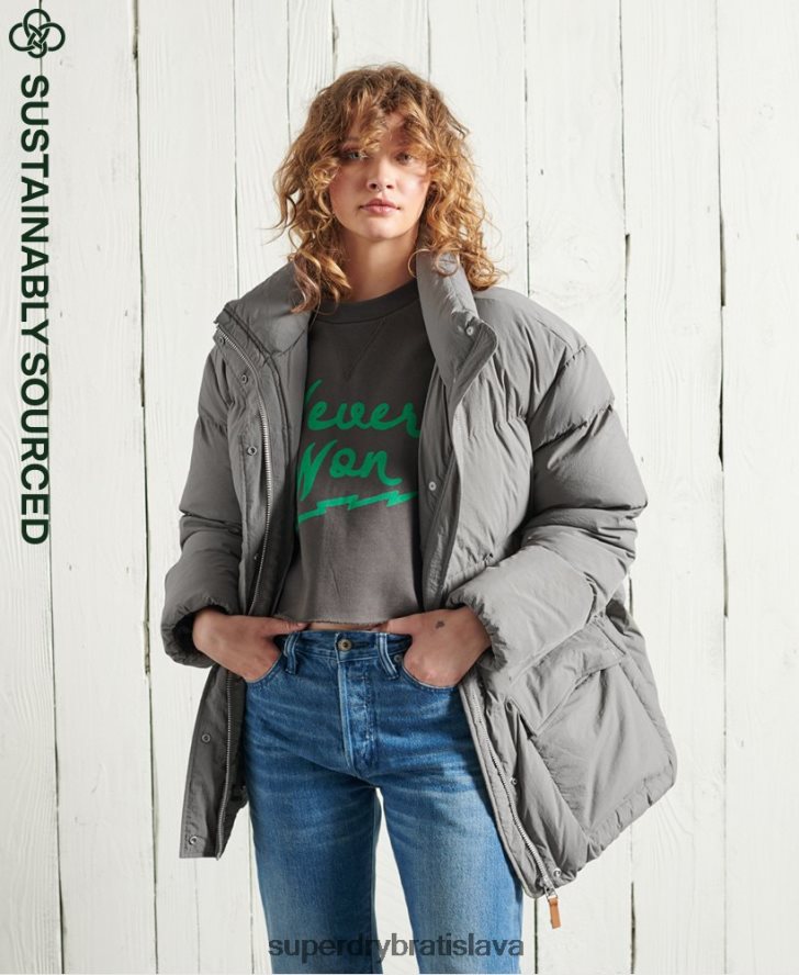 Superdry ženy suchá páperová bunda z limitovanej edície 6B4ZTR5696 oblečenie striebro