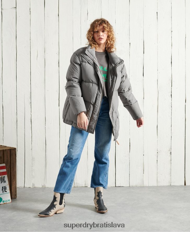 Superdry ženy suchá páperová bunda z limitovanej edície 6B4ZTR5696 oblečenie striebro