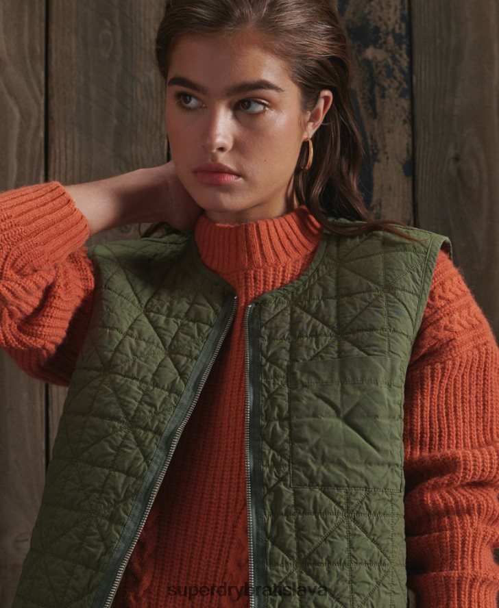 Superdry ženy suchá vesta z limitovanej edície 6B4ZTR5518 oblečenie kaki