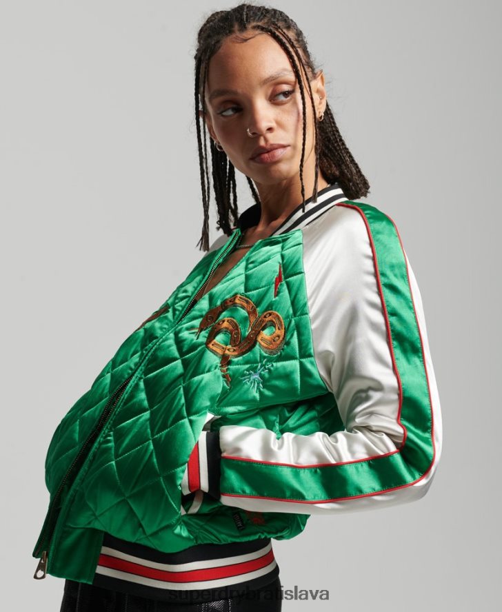 Superdry ženy suika bomber bunda 6B4ZTR3543 oblečenie zelená