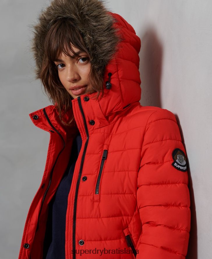Superdry ženy super bunda fuji 6B4ZTR3812 oblečenie červená