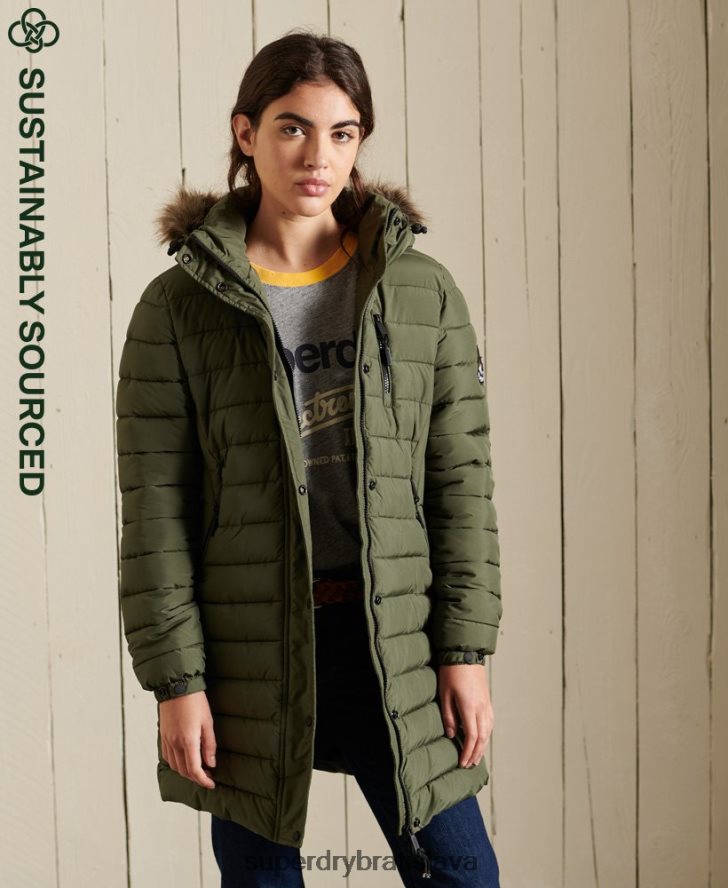 Superdry ženy super bunda fuji 6B4ZTR3836 oblečenie kaki