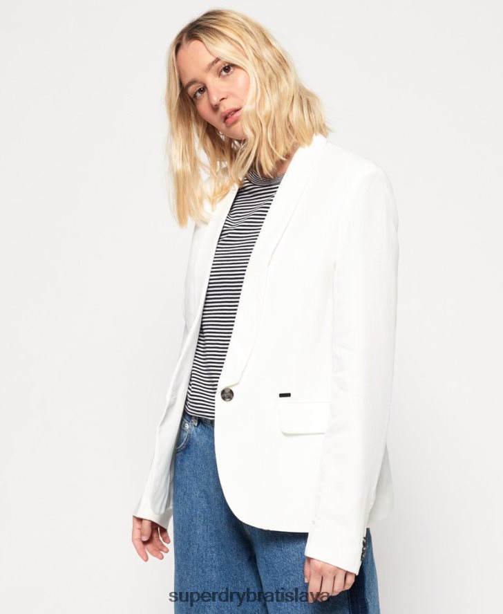 Superdry ženy super sako 6B4ZTR3859 oblečenie biely