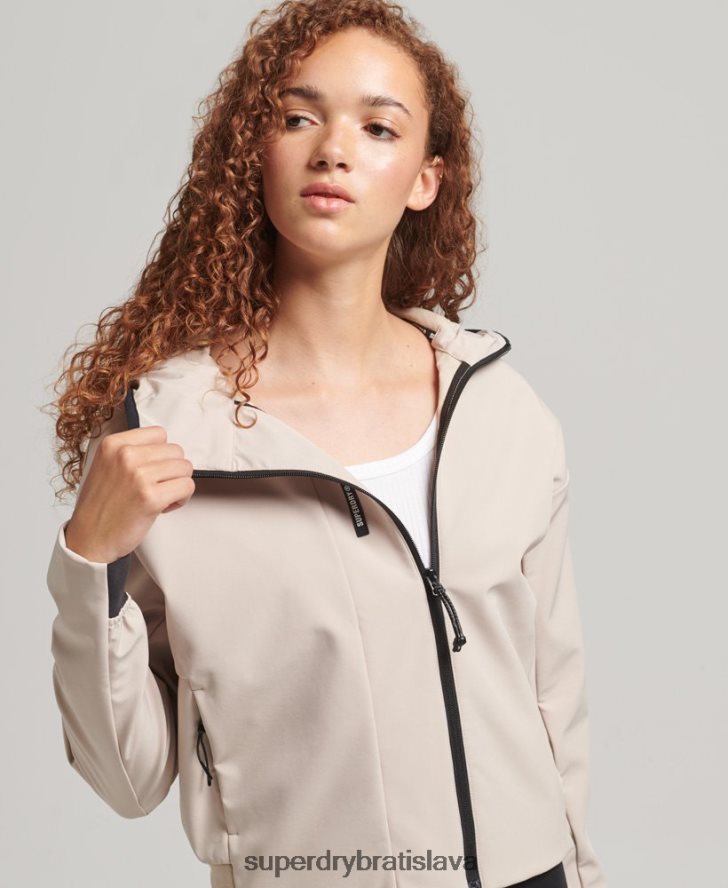 Superdry ženy tech crop softshellová bunda 6B4ZTR5521 oblečenie béžová