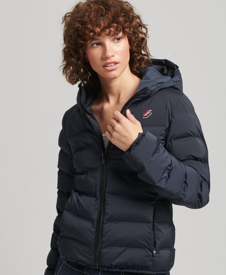 Superdry ženy tepelne utesnená polstrovaná bunda 6B4ZTR3600 oblečenie námorníctvo