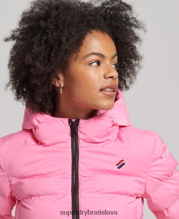 Superdry ženy tepelne utesnená polstrovaná bunda 6B4ZTR3631 oblečenie Ružová