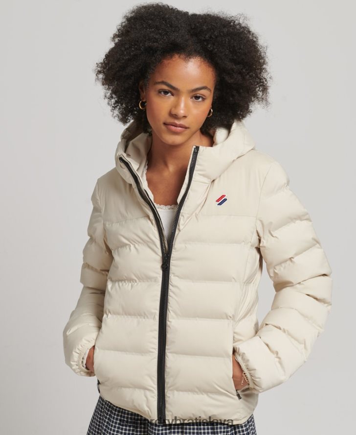 Superdry ženy tepelne utesnená polstrovaná bunda 6B4ZTR3679 oblečenie béžová