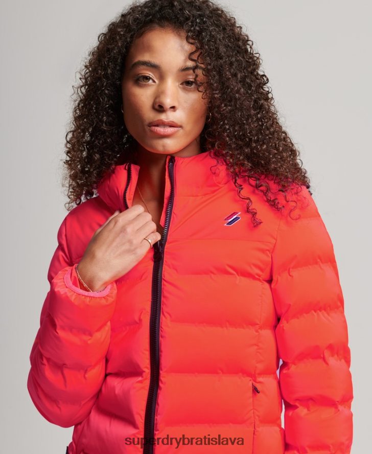 Superdry ženy tepelne utesnená polstrovaná bunda 6B4ZTR3711 oblečenie koralový