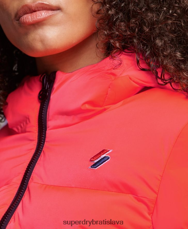Superdry ženy tepelne utesnená polstrovaná bunda 6B4ZTR3711 oblečenie koralový