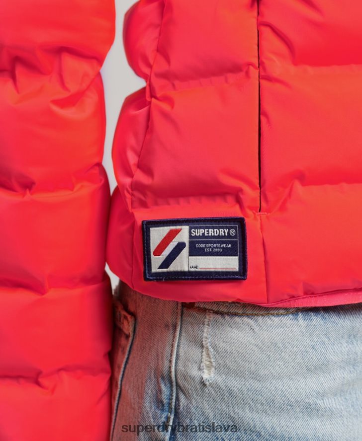 Superdry ženy tepelne utesnená polstrovaná bunda 6B4ZTR3711 oblečenie koralový