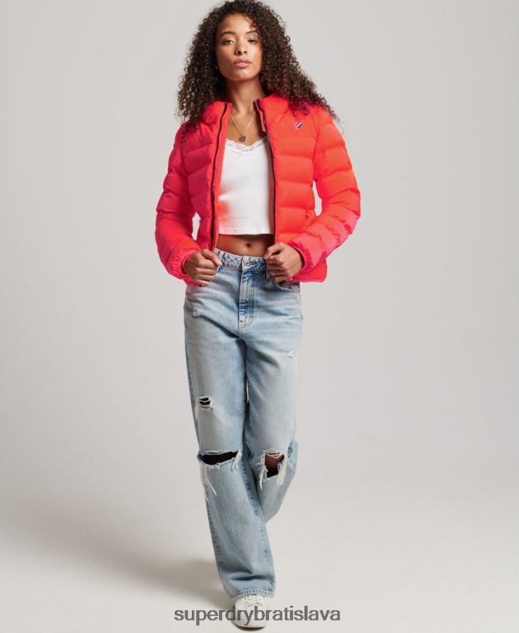 Superdry ženy tepelne utesnená polstrovaná bunda 6B4ZTR3711 oblečenie koralový