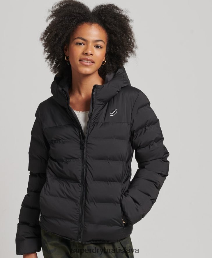 Superdry ženy tepelne utesnená polstrovaná bunda 6B4ZTR3726 oblečenie čierna