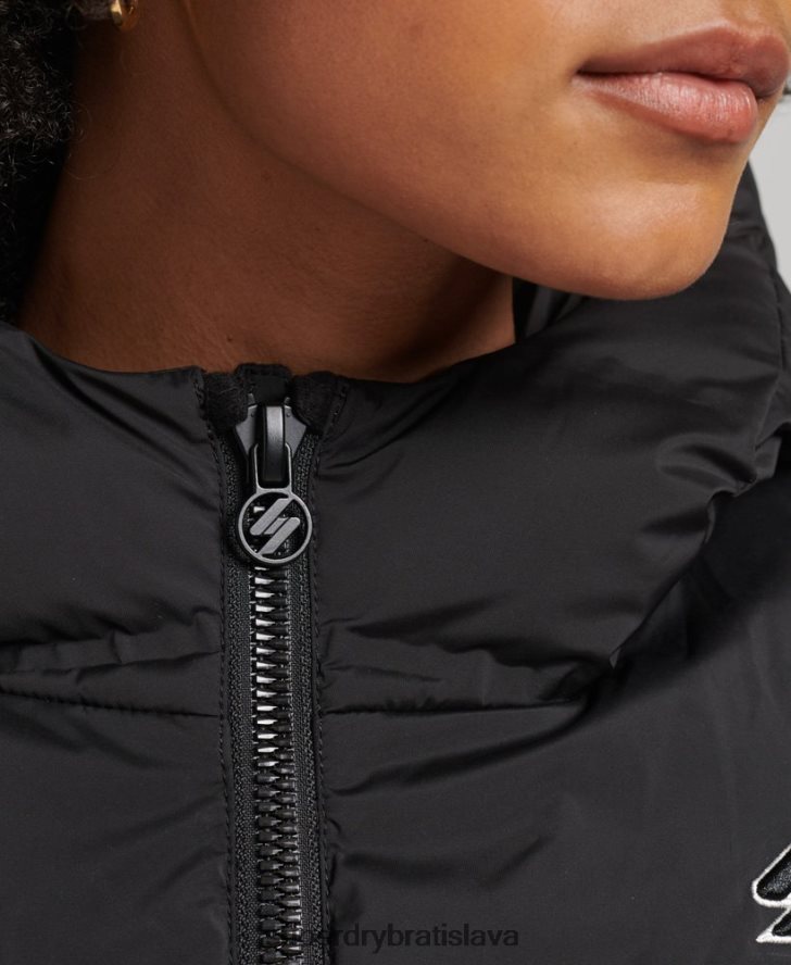 Superdry ženy tepelne utesnená polstrovaná bunda 6B4ZTR3726 oblečenie čierna
