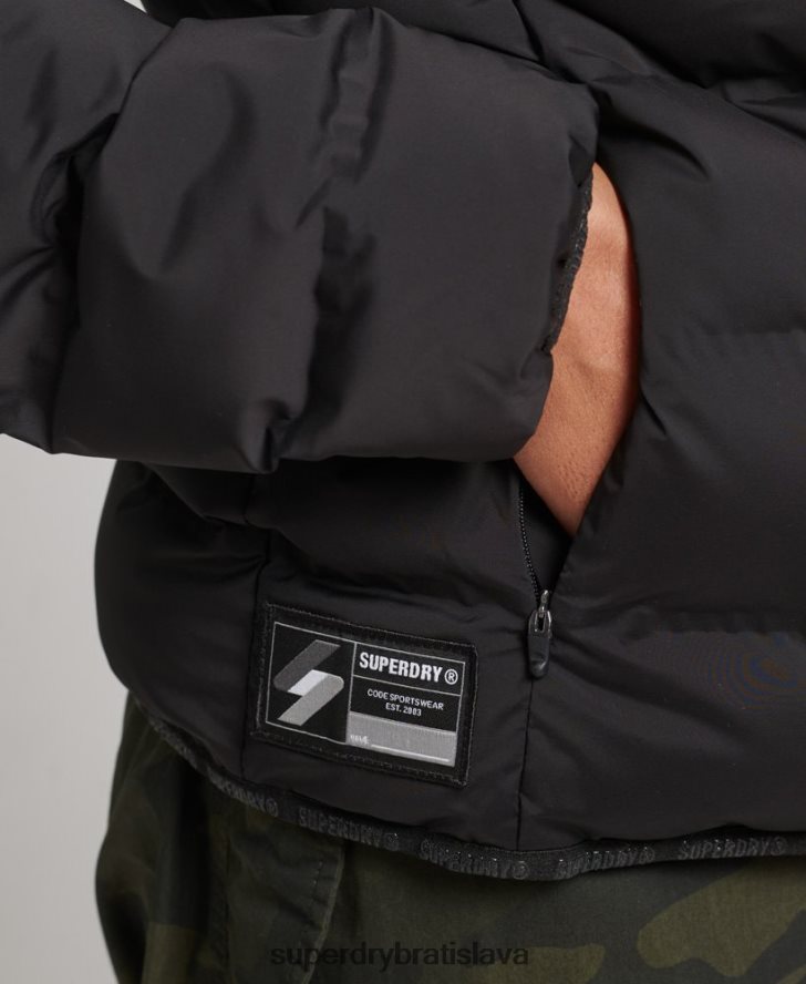 Superdry ženy tepelne utesnená polstrovaná bunda 6B4ZTR3726 oblečenie čierna