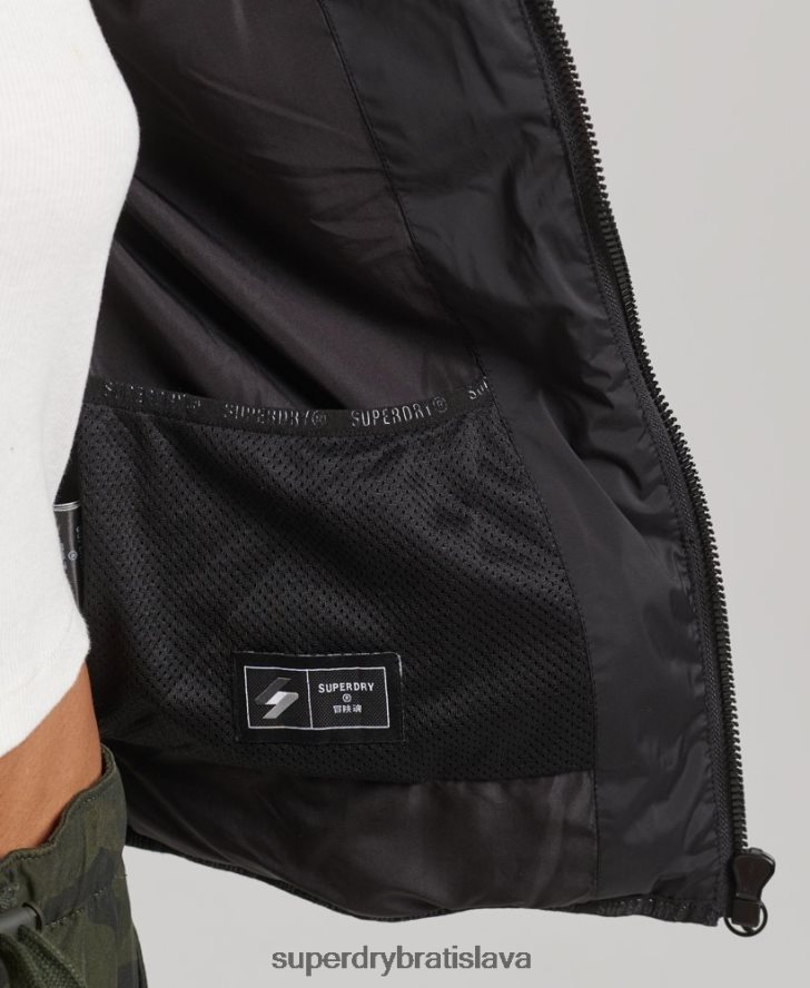 Superdry ženy tepelne utesnená polstrovaná bunda 6B4ZTR3726 oblečenie čierna