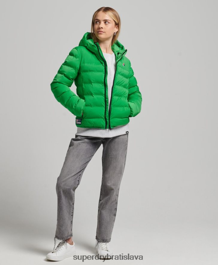 Superdry ženy tepelne utesnená polstrovaná bunda 6B4ZTR5626 oblečenie zelená