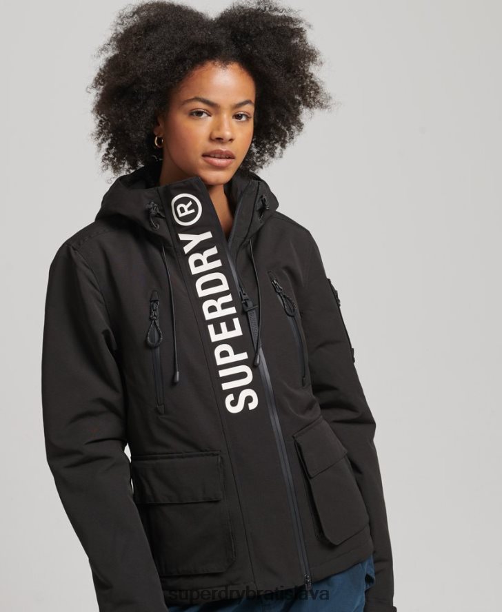 Superdry ženy ultimátna sd vetrovka s kapucňou 6B4ZTR3742 oblečenie čierna