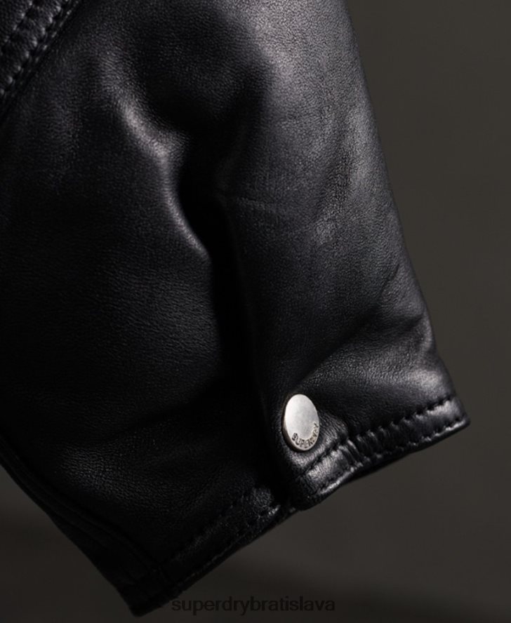 Superdry ženy upraviť hybridná kožená motorkárska bunda 6B4ZTR5623 oblečenie čierna