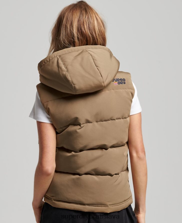 Superdry ženy vintage everest vesta s kapucňou 6B4ZTR3531 oblečenie hnedá