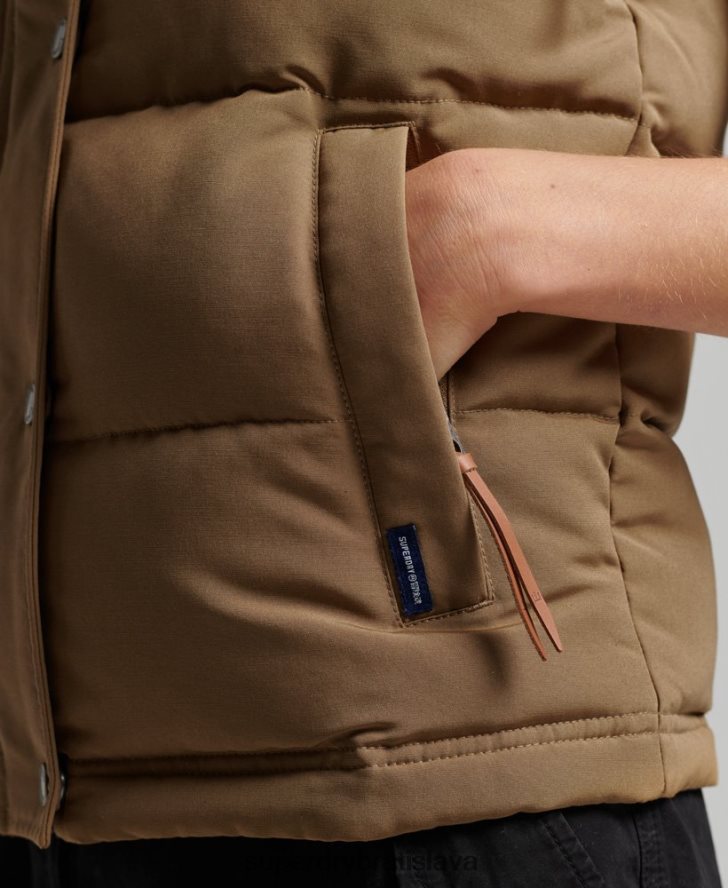 Superdry ženy vintage everest vesta s kapucňou 6B4ZTR3531 oblečenie hnedá