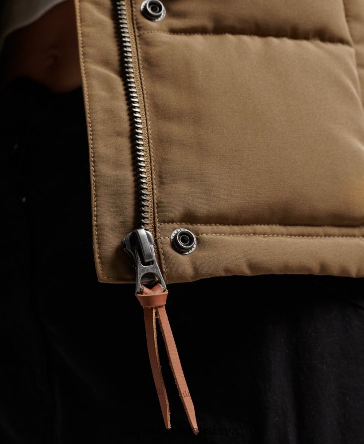 Superdry ženy vintage everest vesta s kapucňou 6B4ZTR3531 oblečenie hnedá
