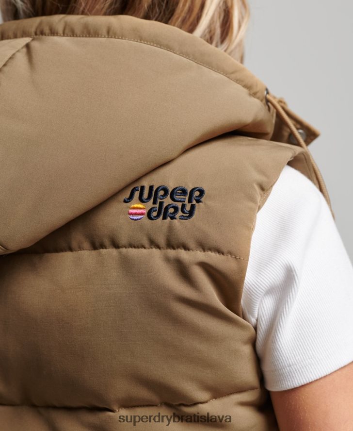 Superdry ženy vintage everest vesta s kapucňou 6B4ZTR3531 oblečenie hnedá