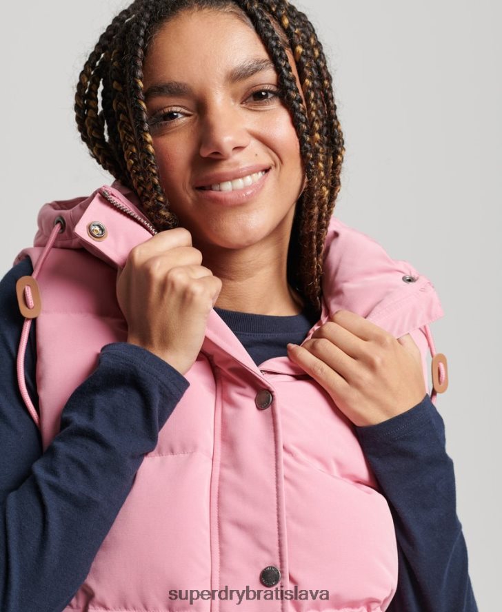 Superdry ženy vintage everest vesta s kapucňou 6B4ZTR3556 oblečenie Ružová