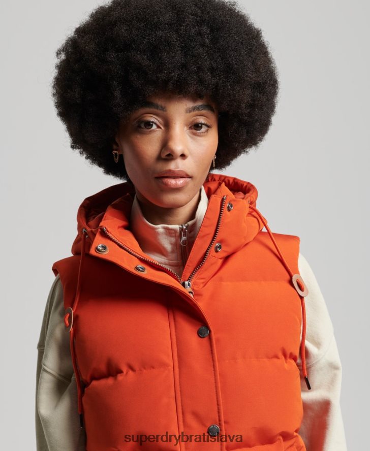 Superdry ženy vintage everest vesta s kapucňou 6B4ZTR3621 oblečenie oranžová