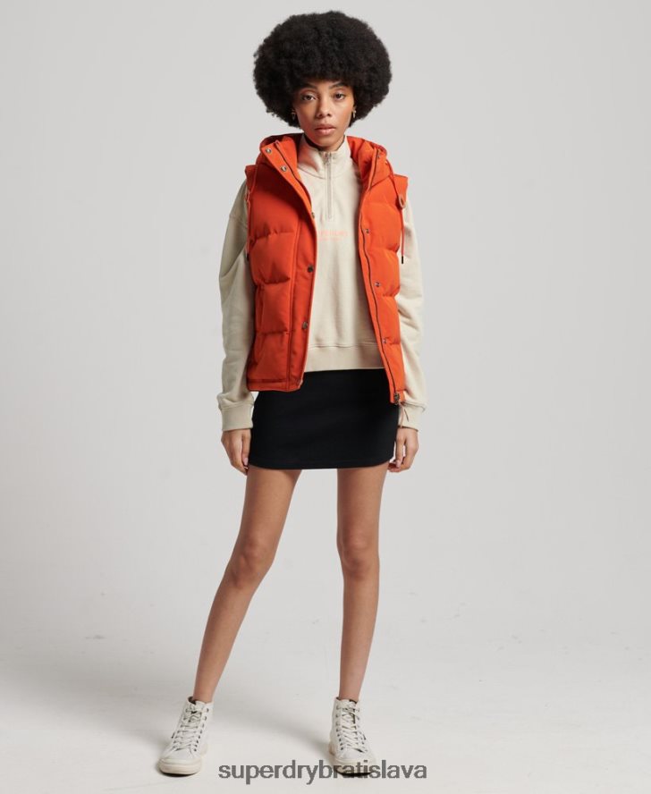 Superdry ženy vintage everest vesta s kapucňou 6B4ZTR3621 oblečenie oranžová