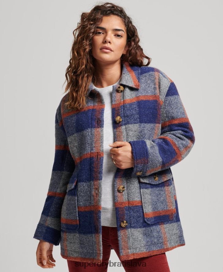 Superdry ženy vintage overshirt sako 6B4ZTR5442 oblečenie Modrá