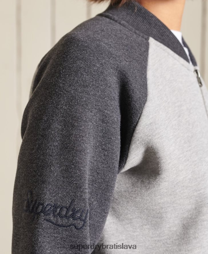 Superdry ženy vintage oversized džersejové bomber bundy 6B4ZTR6039 oblečenie sivá