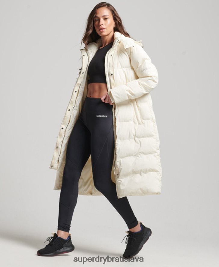Superdry ženy vlak longline vystužená bunda 6B4ZTR5520 oblečenie krém