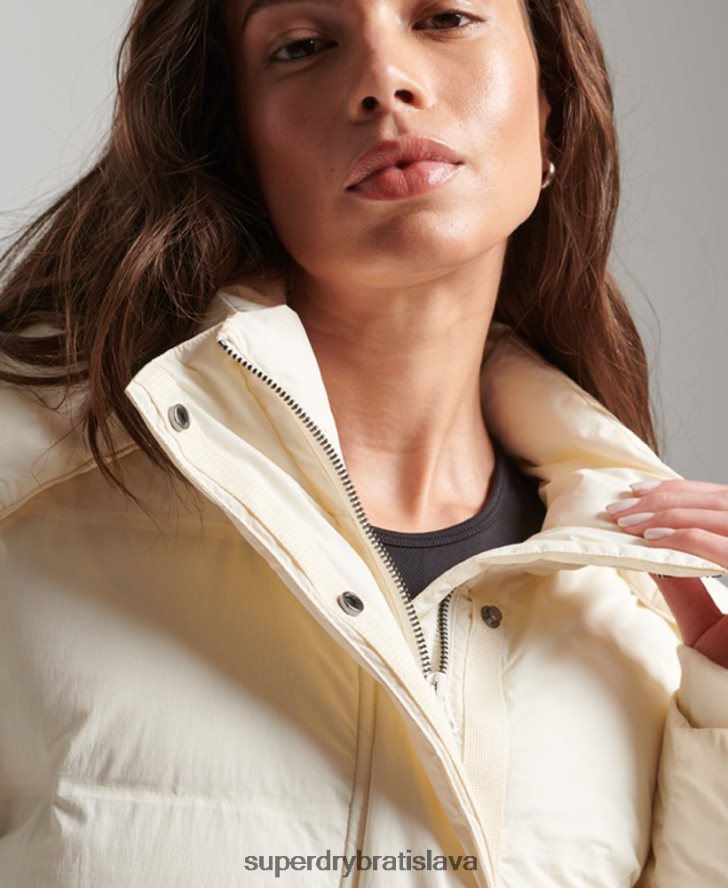 Superdry ženy vlak longline vystužená bunda 6B4ZTR5520 oblečenie krém