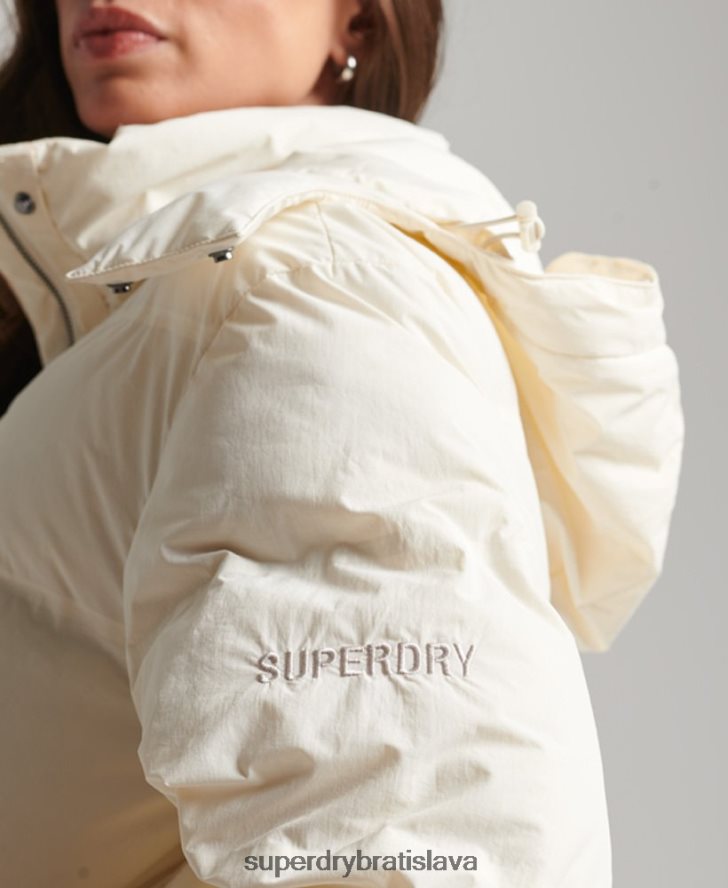 Superdry ženy vlak longline vystužená bunda 6B4ZTR5520 oblečenie krém