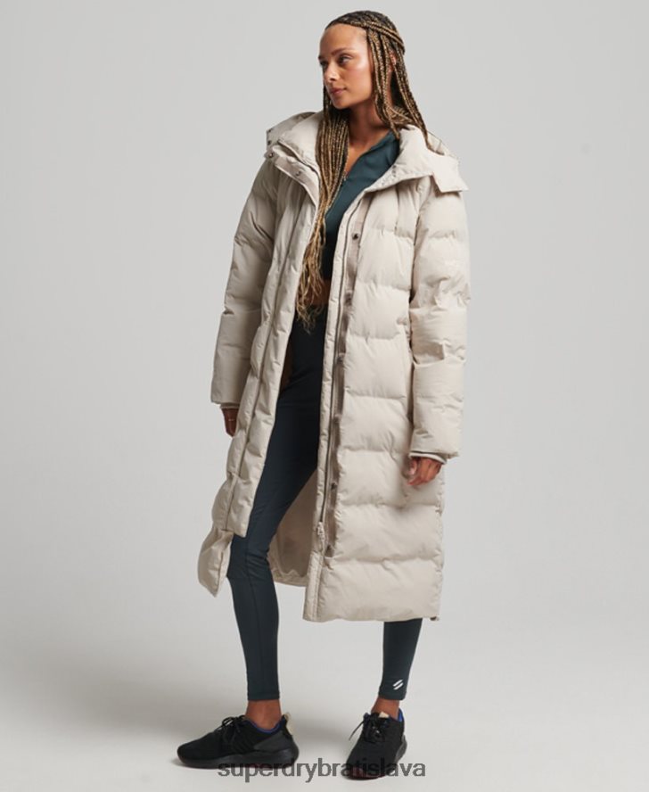 Superdry ženy vlak longline vystužená bunda 6B4ZTR6328 oblečenie béžová