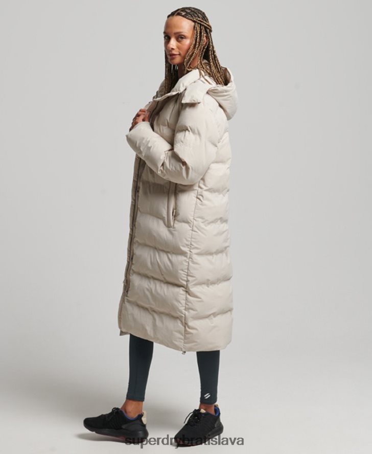 Superdry ženy vlak longline vystužená bunda 6B4ZTR6328 oblečenie béžová