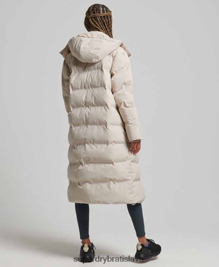 Superdry ženy vlak longline vystužená bunda 6B4ZTR6328 oblečenie béžová