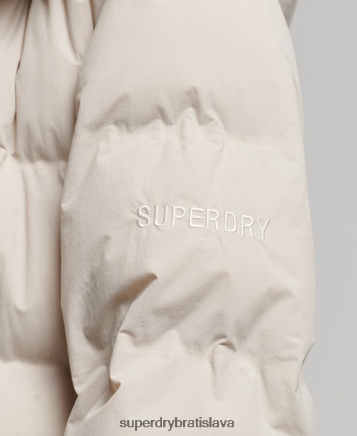 Superdry ženy vlak longline vystužená bunda 6B4ZTR6328 oblečenie béžová