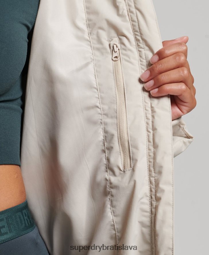 Superdry ženy vlak longline vystužená bunda 6B4ZTR6328 oblečenie béžová