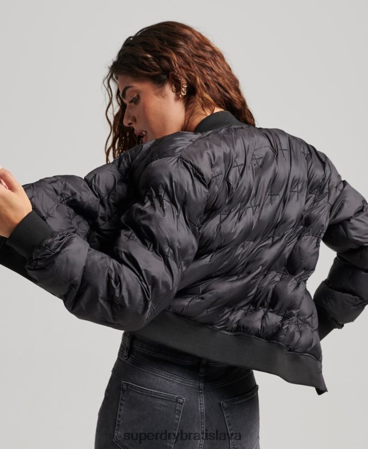 Superdry ženy vyšívaná bomber bunda 6B4ZTR5446 oblečenie čierna