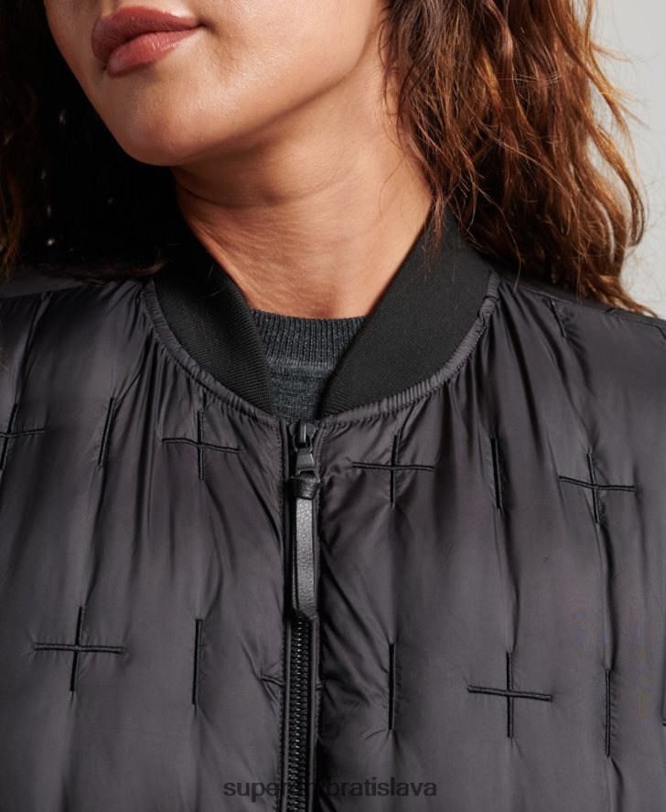 Superdry ženy vyšívaná bomber bunda 6B4ZTR5446 oblečenie čierna