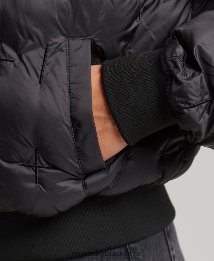 Superdry ženy vyšívaná bomber bunda 6B4ZTR5446 oblečenie čierna