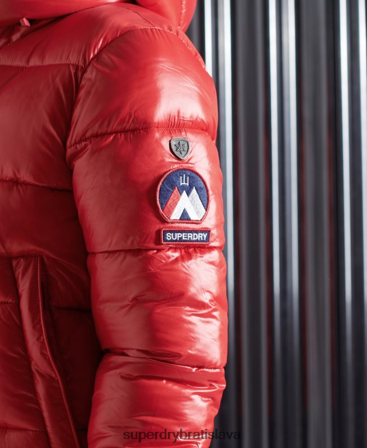 Superdry ženy vysoký lesk toya bomber bunda 6B4ZTR5739 oblečenie červená