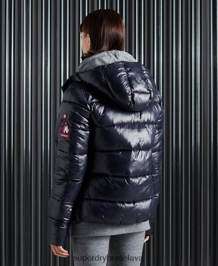 Superdry ženy vysoká lesklá bunda na hračky 6B4ZTR3853 oblečenie námorníctvo